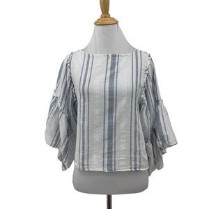 Romeo Juliet Couture Bell Sleeve Blouse Womens XS Extra Small Stripe Boxy Crop